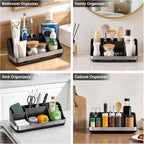 GFWARE Black Toothbrush Holder - 7 Slots Bathroom Organizer Countertop with Drainage Matte Black Electric Toothbrush and Toothpaste Holder for Bathroom Accessories Sink Storage - Image 8