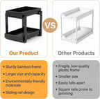 Bamboo Under Sink Storage 2 Tier Pull Out Cabinet Organizer Slide Out Under Sink Storage Shelf Undersink Organizers Shelves for Kitchen Bathroom Organization (Black, 2 Pack) - Image 4