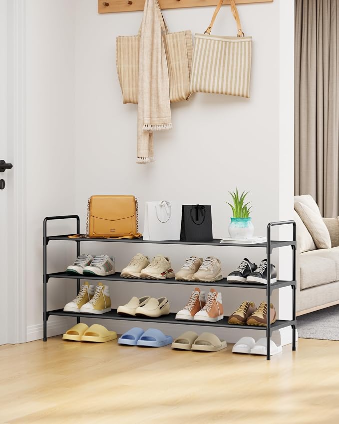 Kitsure Shoe Rack for Closet, Shoe Storage, 42.1" Wide - 3 Tiers, Black | Shoe Organizer for Closet, Entryway, Living Room, Space-Saving Shoe Shelf, Sturdy Zapateras Organizer - Image 2