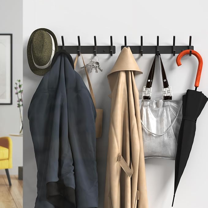 VAEHOLD Wall Hooks, Heavy Duty Aluminum Towel Hooks for Hanging Coat, Hat, Key, Clothes, Closet Hook Wall Mount for Kitchen, Bathroom, Office (“C“ Shape Coat 5 Hooks 2 Pack) - Image 4