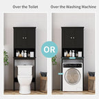 Shintenchi Over the Toilet Storage Cabinet, Bathroom Shelf Organizer with Anti-Tip Device Small Freestanding Space Saver with Adjustable Shelf，Black - Image 5