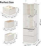 GRANNY SAYS Hanging Closet Organizer, 3 Drawers, 6 Shelves, Beige | Hanging Closet Organizer with 3 Different Drawer Designs, 6 Shelves & Reinforced Structure for Organized Small Spaces - Image 3