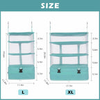 Surblue Hanging Closet Storage Bag Collapsible 3-Shelf Washable Oxford Fabric with 2 Hooks (L 11.41 * 11.41 * 19.68in, Aqua Blue) - Image 2