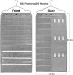 BB Brotrade Hanging Jewelry Organizer,Accessories Organizer,56 Pocket Organizer for Holding Jewelries (Grey-56 Pockets) - Image 5