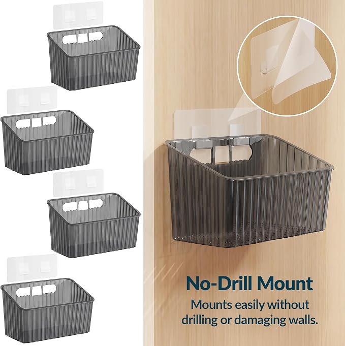 NiHome 4-Pack Cabinet Door Organizer, Adhesive RV Camper Wall Storage Caddy - Image 5