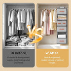 Hanging Closet Organizer 6-Shelf, Upgrade Closet Organizers and Storage with 5 Removable Drawers & 4 Side Pockets, Hanging Shelf Organizer for Bedroom or Garment Rack, 12.6'' x 12.6'' x 44.1'', Gray - Image 7