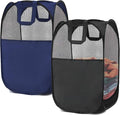 2 pop-up foldable mesh laundry baskets (each with 2 reinforced handles), black + blue… by BENJUNC