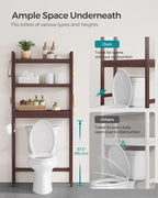 SONGMICS 3-Tier Bamboo Over The Toilet Storage, Adjustable Shelf, 66.9''H - Image 7