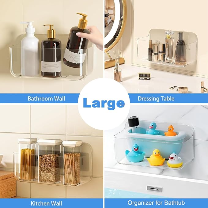 Diesisa Wall Mount Organizer, Large Adhesive Wall Self - Bathroom Shelf - Image 4