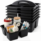 6 Pack Plastic Classroom Organizer Caddy with Handle, Black by Yakydesign
