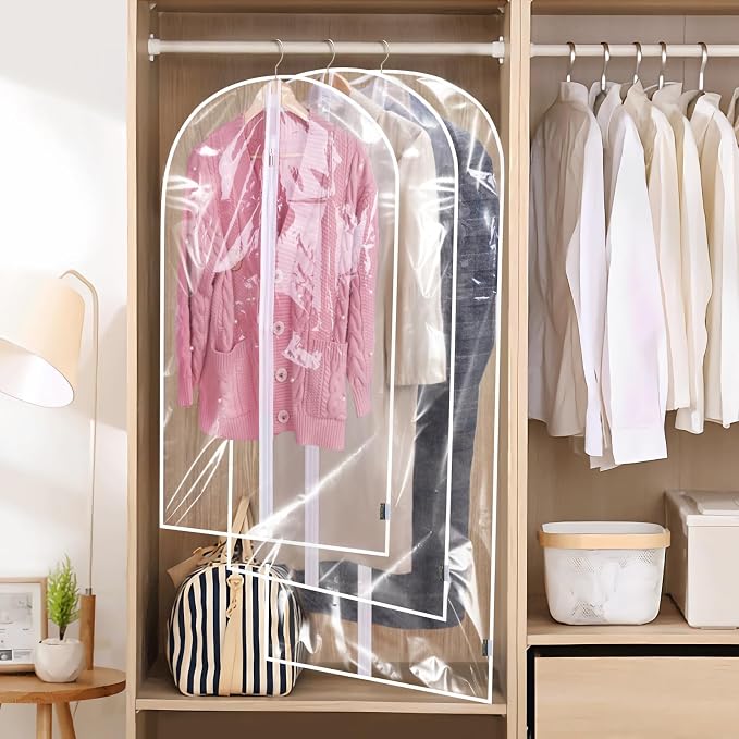 BALEINE 2PK Clear Garment Bags for Hanging Clothes, 40" Dress Suit Bag - Image 5