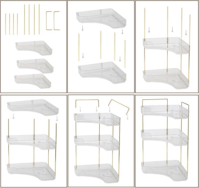 shuang qing 3-Tier Corner Bathroom Counter Organizer – Storage Shelf for Makeup, Perfume & Skincare, Space-Saving Countertop Tray Fits Bathroom, Dresser, Kitchen (White) - Image 7