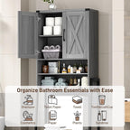 Vabches Metal Frame Over The Toilet Storage Cabinet, Wash Grey - Image 3
