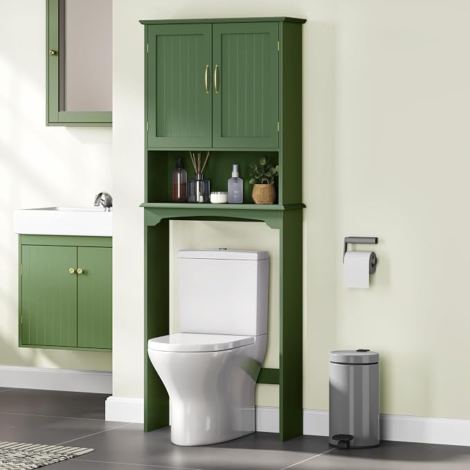 Yaheetech Over the Toilet Storage Cabinet, Bathroom Organizer, Green - Image 4