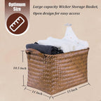 BROWNLILY Handwoven Clothes Basket Laundry Hampers Large Wicker Storage Baskets for Shelves Blankets Closet Storage Bins Car Bedroom Bathroom Organizers and Storage Bath (8, Brown) - Image 3