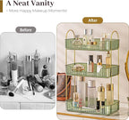 Aveniee Bathroom Counter Organizer, 3 Tier Perfume Skin Care Countertop Storage Shelf, Vanity Makeup Tray for Cosmetic Skincare Lotion,Green - Image 2