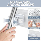 3-H 24-Pack Self Adhesive Broom Holder Wall Mount - Heavy Duty No Drill Broom Organizer for Garage Closet Kitchen, Plastic Storage Rack for Brooms Mops Tools, Peel and Stick Adhesive, White - Image 3