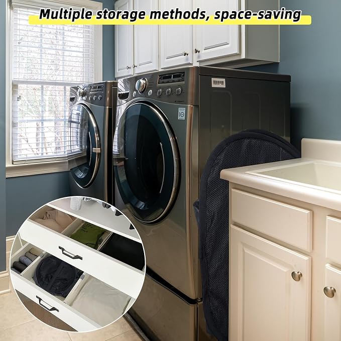 Collapsible Laundry Basket, 90L Mesh Pop-up Hamper with Handles - Image 6