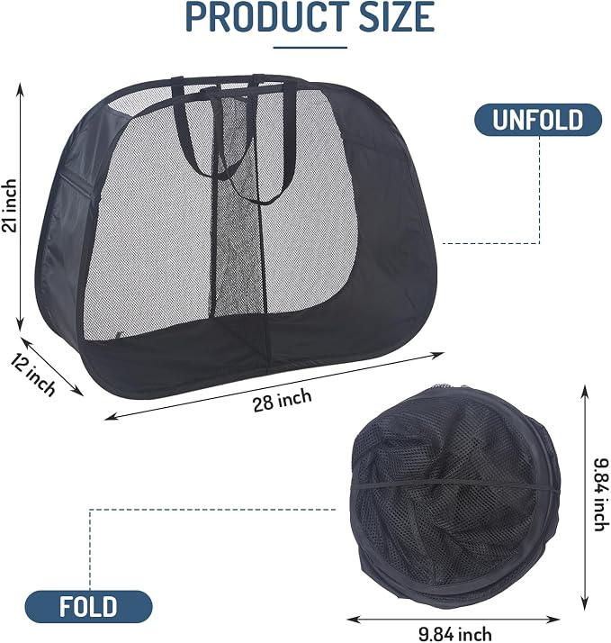 Seiritex Mesh Popup Laundry Hamper 2 Compartment, Collapsible Laundry Sorter Basket Foldable Hamper for Clothes, College Dorm, Travel (Black) - Image 7