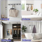 Bntuk Coat Rack Wall Mount - 5 Hat and Coat Hooks, Heavy Duty Towel Racks for Bathroom Entryway, Wall Hooks for Hanging Robes Bags Scarves Belts, Hat Rack Key Hanger Organizer (Silver) - Image 7