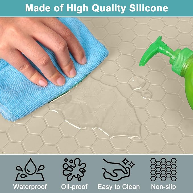 Under Kitchen Sink Mats and Protectors Waterproof, Silicone Under Sink Mat for 34" x 22" Cabinets, Under Sink Tray Organizer, Shelf Liner Cabinet Liner for Kitchen and Bathroom, Beige - Image 4