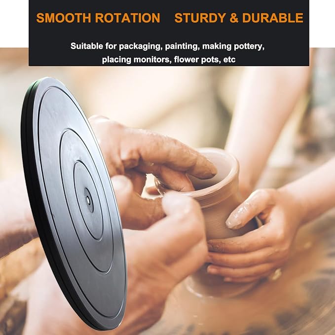 2 PCS 16 Inch Lazy Susan Turntable Heavy Duty Rotating Swivel Stand Lazy Susan with Steel Ball Bearings Flat Base Stand for TV/Computer/Monitor/Arts/Crafts/Bonsai/Statue/Cabinet Organizer - Image 6
