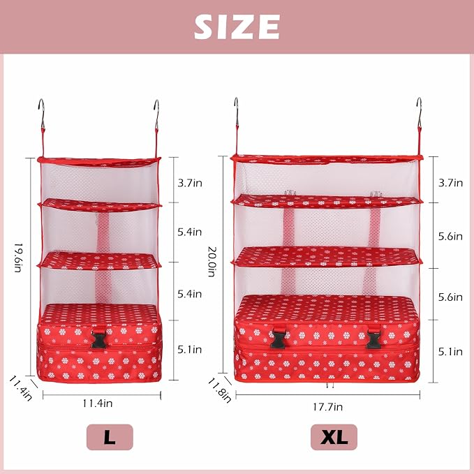 Surblue Hanging Closet Storage Bag Collapsible 3-Shelf Washable Oxford Fabric with 2 Hooks (XL 17.71 * 11.81 * 20in, Snow) - Image 5