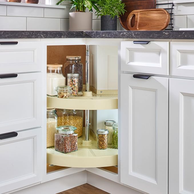 Rev-A-Shelf 28" Pie-Cut Lazy Susan for Diagonal Corner Cabinets, Almond - Image 2