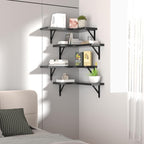 ROMGUAR CRAFT Corner Floating Shelves Wall Mounted Set of 4, Rustic Wood Storage Display Shelves for Home Decor, Bathroom, Kitchen, Bedroom, Living Room, Office (Black) - Image 7