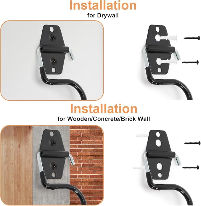 Tlence 16 Pack Metal Broom Hooks, Heavy Duty Garage Holder Wall Mount, S Type Anti-Slip Mop Rack, Cleaning Tools Holder Storage Organizer Hanger for Shovel Rakes Shed Garden Lawn Yard - Image 3