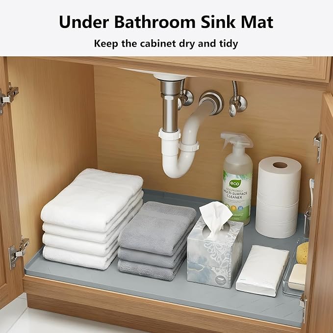 Mateeylife Under Sink Mat Kitchen Waterproof, Silicone Sink Tray 22"X34" - Image 5