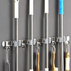 Broom Mop Holder Wall Mount Tool Hanger Organizer (4 Racks 5 Hooks) by Saxhorn