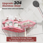 Youvip 4-Pack Adhesive Corner Shower Caddy with Soap Holder, No Drilling Wall Mounted Shower Shelves-Rustproof, Organizer for Bathroom, Kitchen & Home Decor. Pink - Image 2