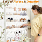 UVIAHOMI 20-30 Pairs Over the Door Shoe Organizer, Clear Pockets Hanging Shoe Storage for Closet, 10-Tier Door Shoes Rack, Handing Shoes Holder Fit All the Family's Sneakers, Boots, Heels, White - Image 6