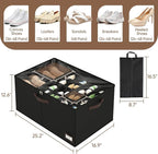 OIAHOMY 2 Pack Shoe Organizer for Closet, Large Foldable Shoe Storage Bins with Dividers and Reinforced Handles, Each Clear Cover Sneaker Box Fits Up to 24 Pairs for Entryway and Bedroom, Black - Image 3