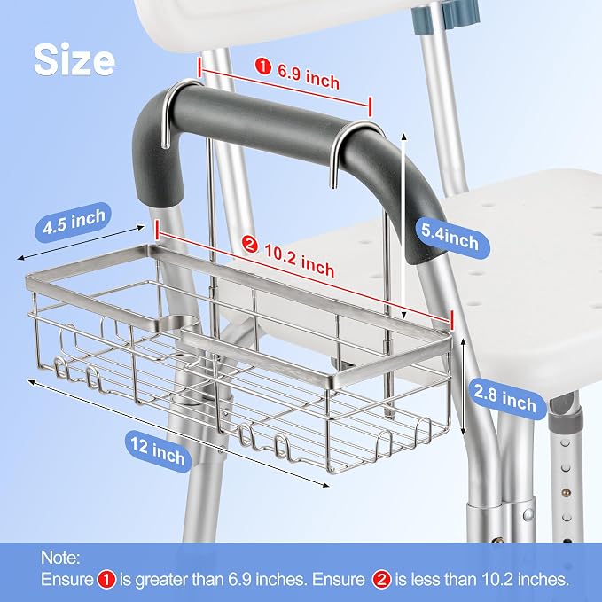 YUOROS 304 Stainless Steel Shower Caddy for Shower Chair - Image 3