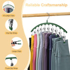 Legging Organizer for Closet, Metal Yoga Pants Hangers 1 Pack w/10 Clips Holds 10 Leggings, Space Saving Hanging w/Rubber Coated Closet Organizers and Storage, Green - Image 8