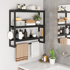 RRX Bathroom Shelf Storage Organizer, Shelf 3-Tier Adjustable Layer, Black - Image 2