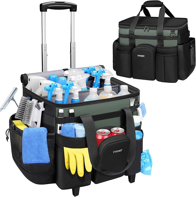 Ytonet Cleaning Caddy with Wheels, Extra Large Rolling Cleaning Caddy Bag by YTONET