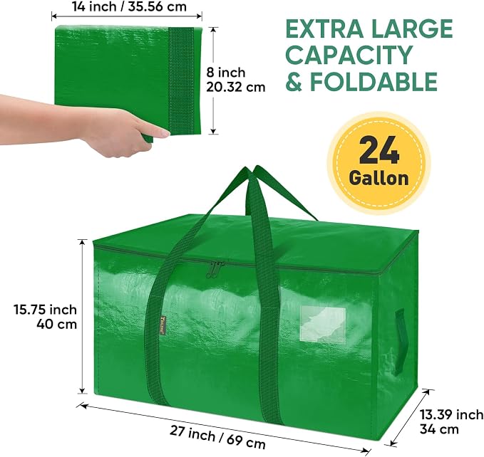 BALEINE 4-Pack Oversized Moving Bags with Reinforced Handles, Heavy-Duty Storage Tote for Clothes, Moving Supplies (Light Green, 4-Pack) - Image 2