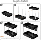 3 Pack Under Sink Organizer Bathroom and Storage Cabinet (Black) - Image 7