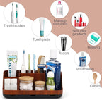 GFWARE Bathroom Decor and Accessories - Detachable 7 Slots Kids Electric Toothbrush and Toothpaste Holde for Bathroom Tray Countertop Vanity Storage, Bathroom Sink Storage Organizer, Red Wood - Image 5
