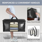 BALEINE 2-Pack Oversized Moving Bags with Reinforced Handles, Heavy-Duty Storage Tote Moving Supplies for Packaging, Camping (Black w/Window, 2-Pack) - Image 4