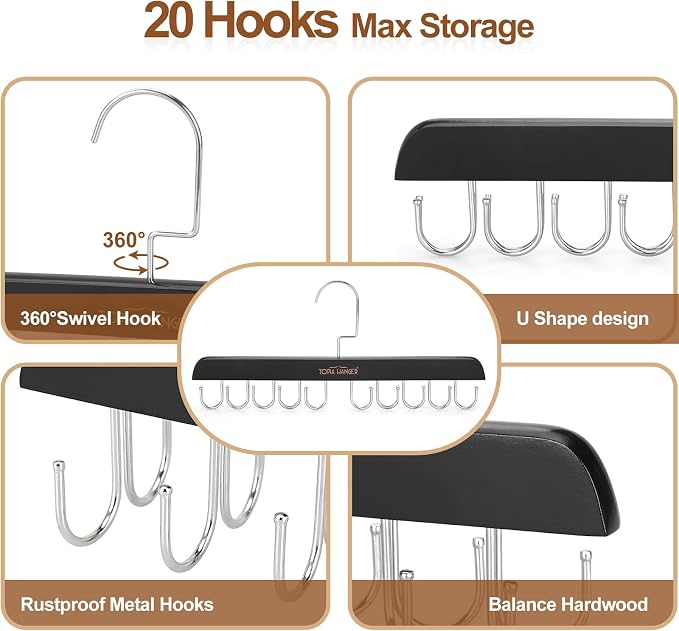 TOPIA HANGER 2 Pack Bra Hanger for Closet, Premium Wooden Tank Top Hangers - Image 7