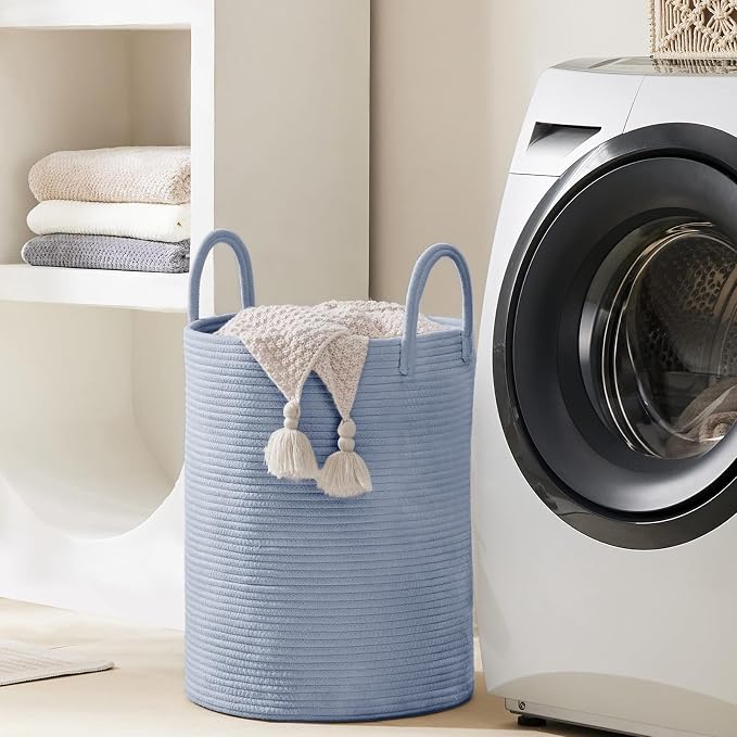 YOUDENOVA Cotton Rope Laundry Hamper Basket, 58L Blanket Basket for Nursery - Image 6