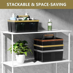 BYUNER Shower Caddy Dorm Men: Plastic Bathroom Caddy Organizer with Handle and Holes, Bath Caddy for College Dorm, Portable Shower Basket Tote for Toiletry, Travel, GYM, Camp Essentials Black/Gold - Image 4