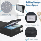 Supowin 2Pack Large Underbed Storage Containers Bin with Lids, Black | 6 Inches Tall Under Bed Storage Organizer Box with Handles, Foldable Closet Organizer for Clothes, Blankets, Seasonal Items - Image 4