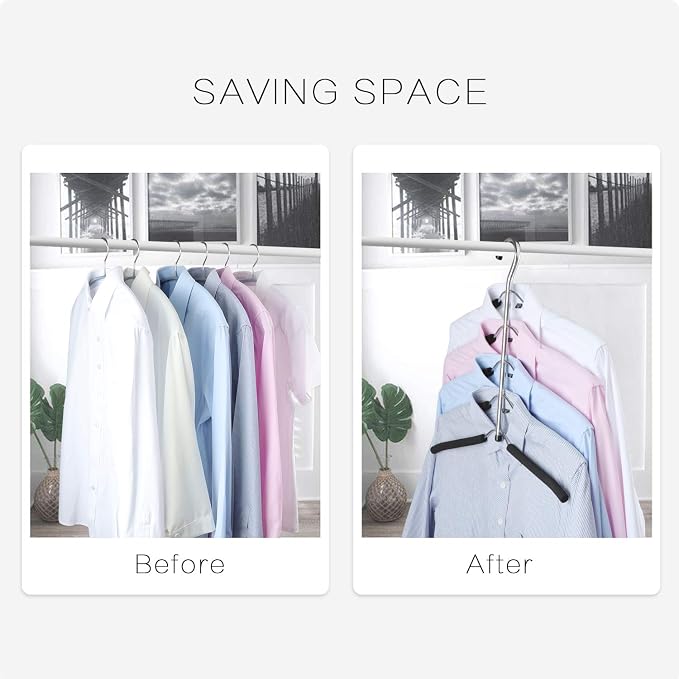 DOIOWN Blouse & Shirt Hangers - Non Slip Space Saving Stainless Steel Closet Organizer (2 Pack) - Image 5