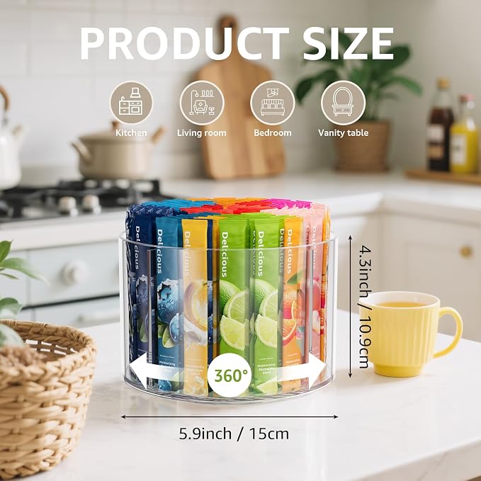 2-Pack Divided Drink Packet Organizer, Rotating Turntable Organizer - Image 3