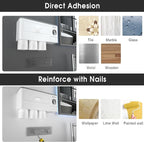 iHave Toothbrush Holders Wall Mounted with Toothpaste Dispenser & 3 Cups - Image 4